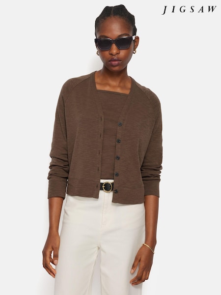 Jigsaw Brown 100% Cotton Luxe Cardigan (E79320) | €43.50