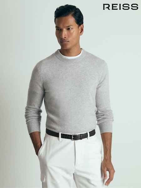 Reiss Soft Grey Melange Monarch Atelier Cashmere Crew-Neck Jumper (E79334) | €249