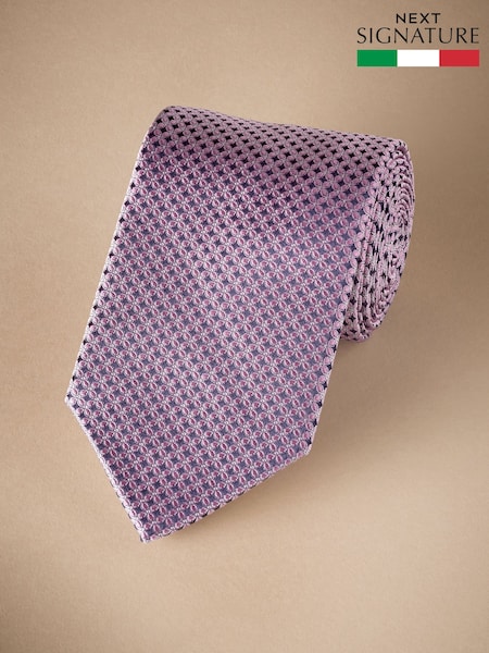 Damson Pink - Signature Made In Italy Geometric Design Tie (E79397) | 18 €