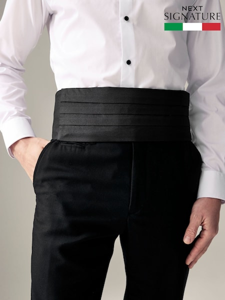 Black Signature Made In Italy Textured Silk Cummerbund (E79407) | AZN 124