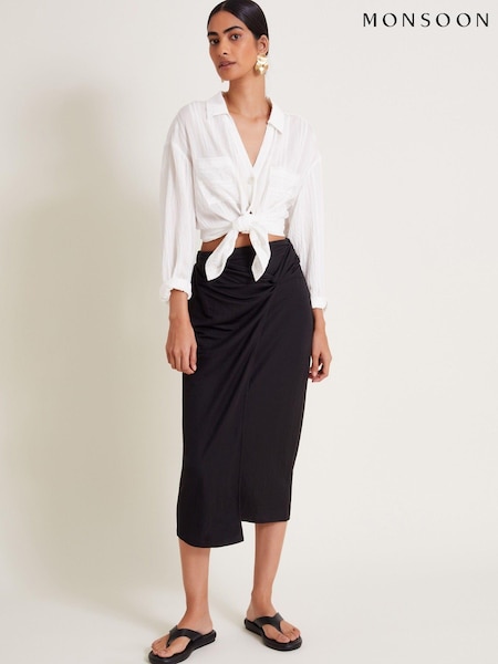 Monsoon Black Winnie Wrap Midi Skirt (E79463) | €42