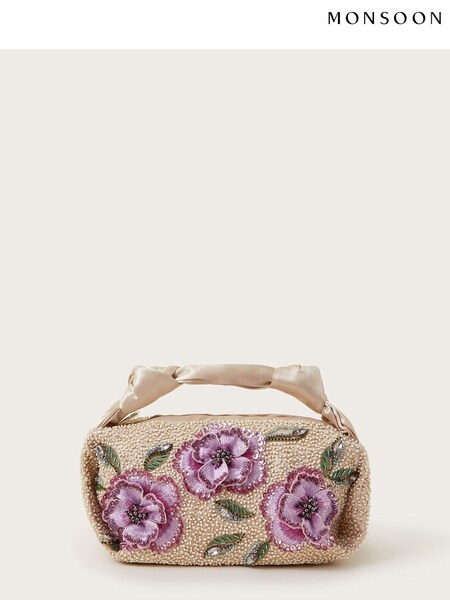 Monsoon Cream Fia Floral Beaded Bag (E79464) | AED209