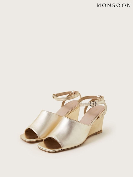 Monsoon Gold Wedge Sandals (E79472) | 161 QAR
