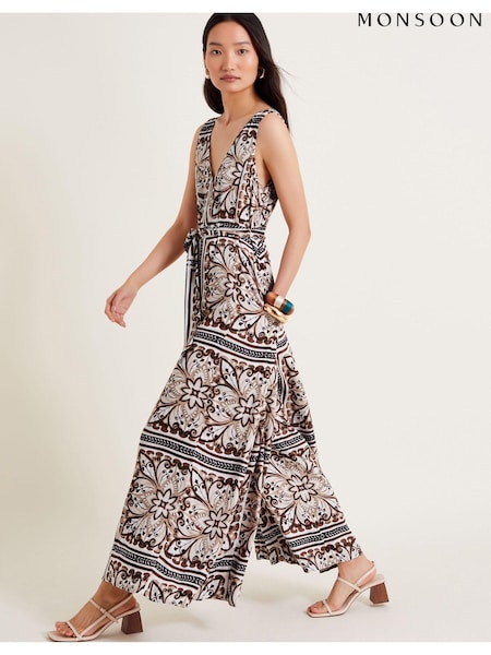 Monsoon Brown Emilia Wide Leg Jumpsuit (E79474) | €49