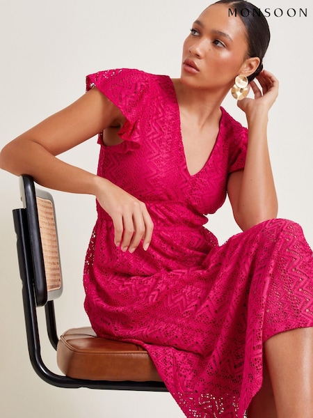 Monsoon Lo Lace Jersey Dress (E79491) | 283 LEI