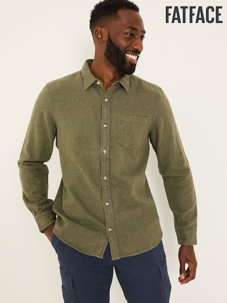 FatFace Khaki Green Long Sleeve Brushed Shirt (E79530) | €74