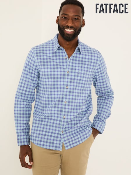 FatFace Sandy Light Vintage Blue Long Sleeve Check Shirt (E79533) | ₪231