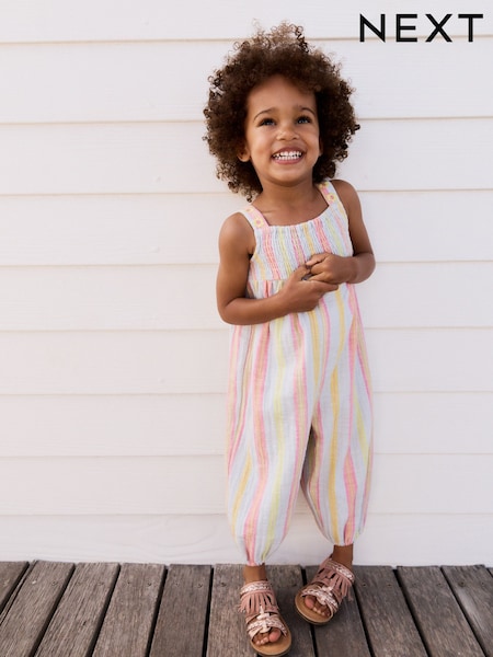פסים בצבעי הקשת - 100% Cotton Playsuit (3mths-7yrs) (E79576) | ‏75‏₪ - ‏84‏ ₪