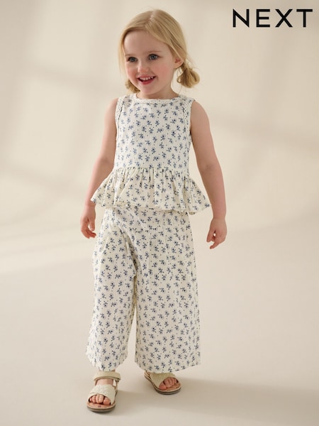 Neutral 100% Cotton Floral Print Top and Trousers Set (3mths-7yrs) (E79577) | AED97 - AED117