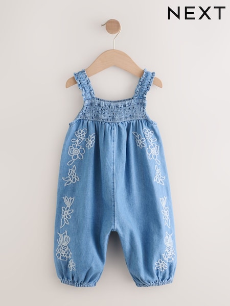 Denim Embroidered 100% Cotton Playsuit (3mths-7yrs) (E79578) | R$ 195 - R$ 235