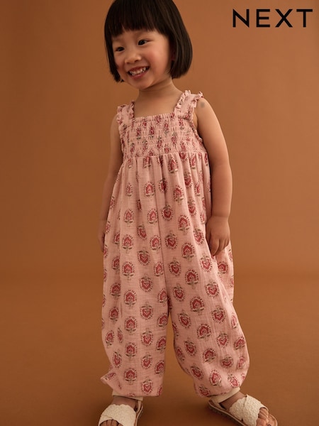 Pink 100% Cotton Playsuit (3mths-7yrs) (E79579) | €24 - €26