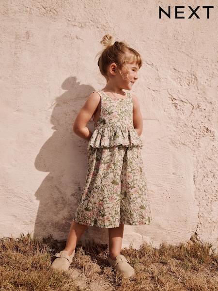 Pale Pink Floral 100% Cotton Printed Playsuit (3mths-7yrs) (E79580) | kr317 - kr384