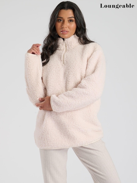 Loungeable Cream Borg 1/4 Zip Jumper (E79685) | €37