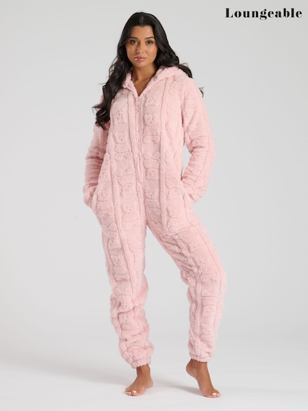 Loungeable Pink Teddy Cut Sherpa All-In-One (E79695) | R$ 335