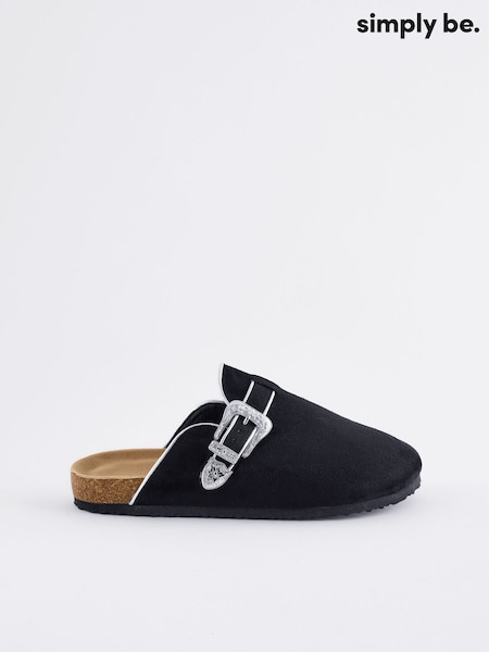 Simply Be Black Extra Wide Fit Closed Toe Mule Shoes (E79919) | AED163