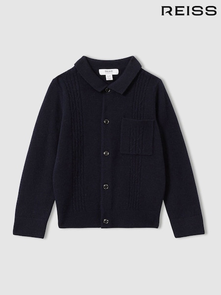 Reiss Navy Lockhurst 13-14 yrs Wool Cable Knit Cardigan (E79940) | AZN 115