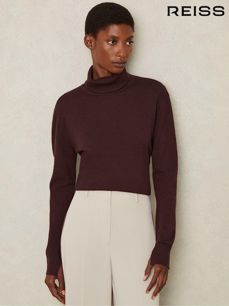 Reiss Burgundy Macy Merino Wool Roll Neck Jumper (E79943) | €134