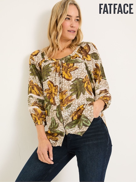 FatFace Caitlin Natural Wilding Leaves Tunic (E79964) | ₪249