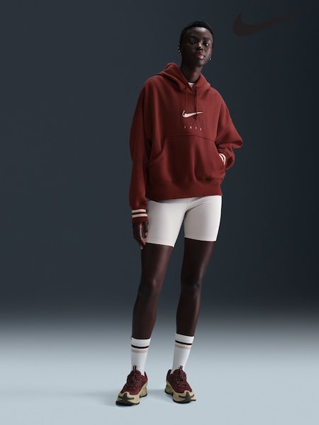 Nike Burgundy Red Phoenix Fleece Oversized Graphic Logo Hoodie (E80003) | €86