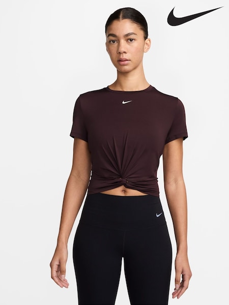 Nike Burgundy Red One Dri-FIT Twist Short Sleeve T-Shirt (E80004) | €47