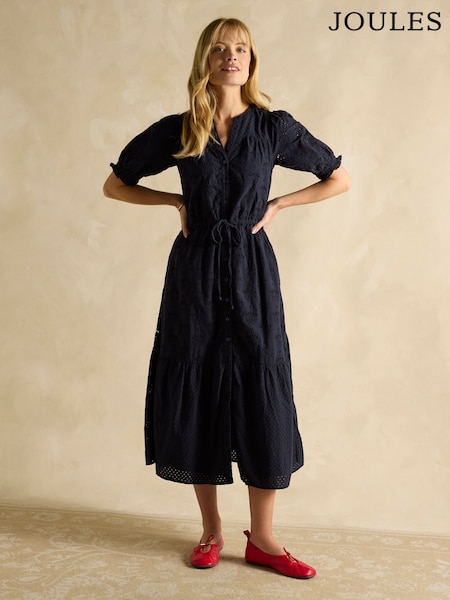 Joules Juliana Navy Broderie Midi Dress (E80073) | €105.95