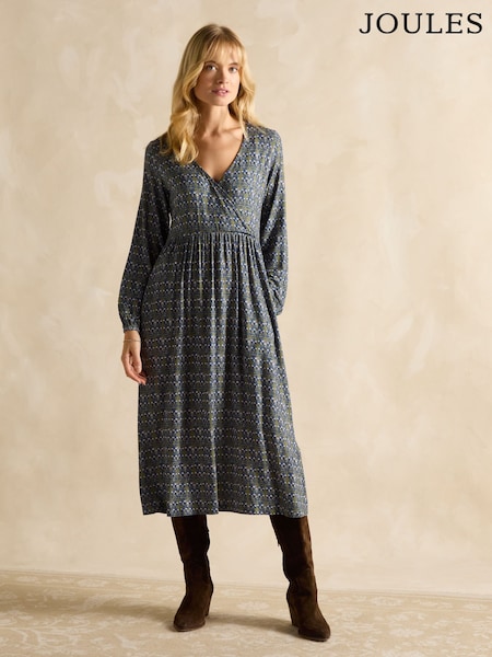 Joules Camille Khaki Green Midi Length Wrap Dress (E80077) | R$ 445