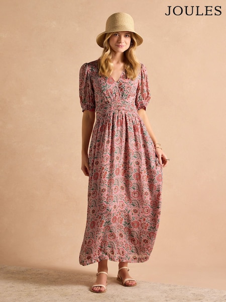 Joules Hannah Pink Lurex Maxi Dress (E80081) | OMR43