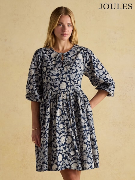 Joules Nelly Navy Tie Front Dress (E80087) | $103