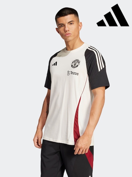 adidas White/Black Manchester United Tiro 24 100% Cotton T-Shirt (E80170) | 121 SAR