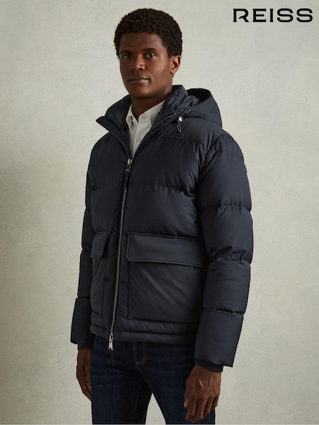 Bleumarin - Jachetă puffer matlasată cu buzunare aplicate Reiss Carston (E80195) | 2,459 LEI