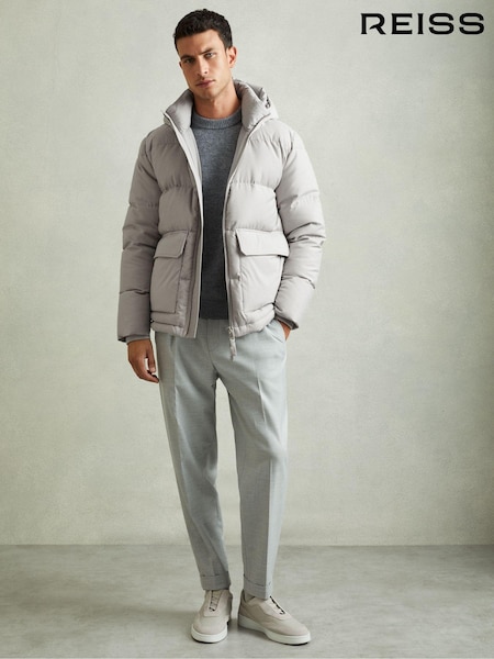 Gri - Jachetă puffer matlasată cu buzunare aplicate Reiss Carston (E80210) | 2,459 LEI