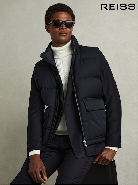 Reiss Navy Dante Patch Pocket Quilted Gilet (E80214) | €301