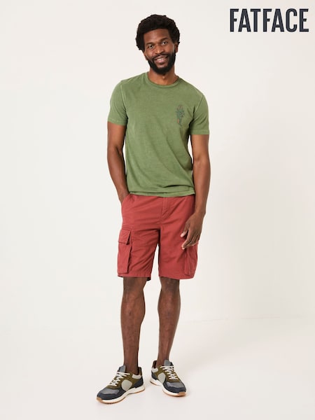 FatFace Bude Dark Red Cargo Shorts (E80230) | $79