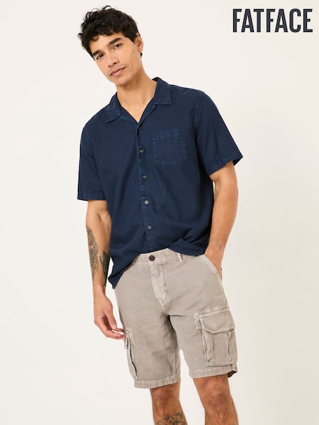 FatFace Grey Cotton Linen Cargo Shorts (E80233) | €78