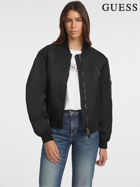 GUESS JEANS Black Bomber Jacket (E80723) | ₪649
