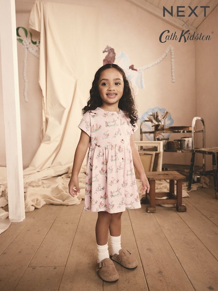 Pink Cath Kidston Jersey 100% Cotton Dress (3mths-7yrs) (E81161) | AED74 - AED84