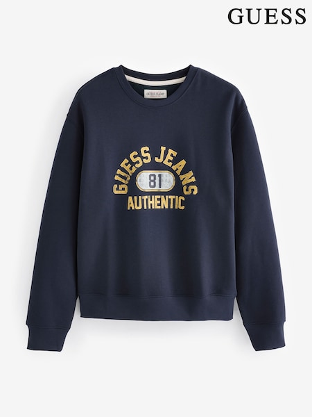 GUESS Jeans Navy Varsity Logo Sweatshirt (E81171) | R$ 680