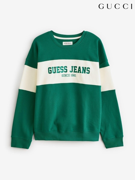 Verde - Guess Jeans Imprimeuri colorate Logo Hanorac (E81173) | 288 LEI