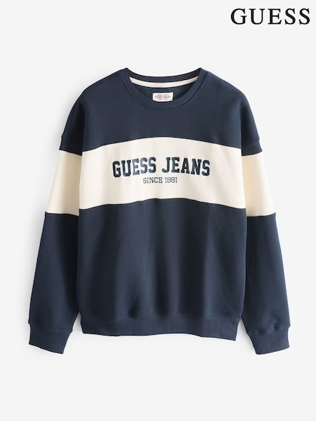 Guess Jeans Navy Colourblock Logo Sweatshirt (E81174) | R$ 680