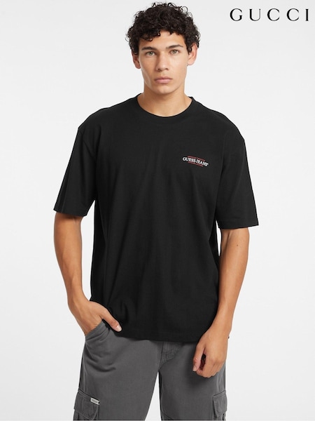 Guess Jeans Black Boxy Fit Back Graphic Logo 100% Cotton T-Shirt (E81176) | €23