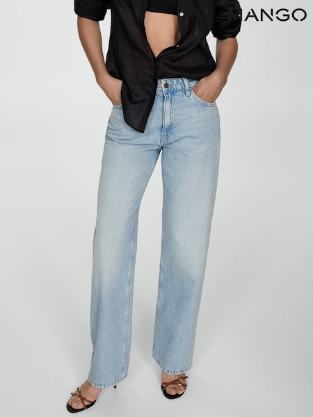 Mango Blue Miami Medium-Rise Straight Fit 100% Cotton Jeans (E81186) | €51