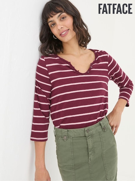 FatFace Porter Red Organic Cotton Stripe T-Shirt (E81240) | €19.50