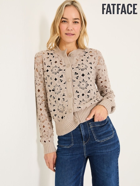 FatFace Dark Natural Cara Crochet Knitted Cardigan (E81286) | 4,146 UAH
