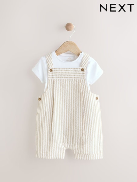 Neutral Stripe Baby Woven Dungaree and Bodysuit Set (0mths-2yrs) (E81333) | EGP1,080 - EGP1,200