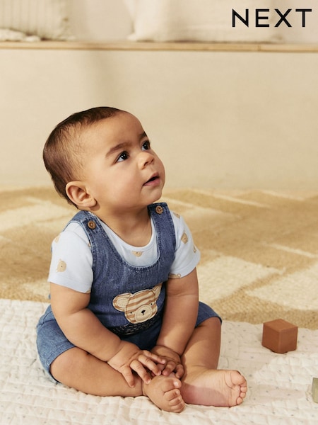Blue Bear Baby Woven Dungaree and Bodysuit Set (0mths-2yrs) (E81335) | R$ 175 - R$ 195