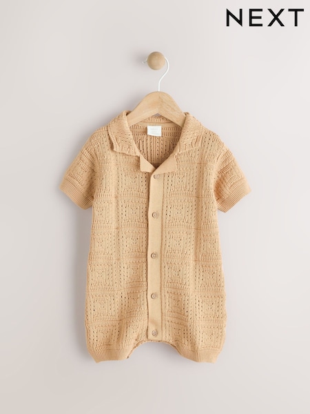 Neutral Crochet 100% Cotton Knitted Baby Romper (0mths-2yrs) (E81341) | €26 - €29