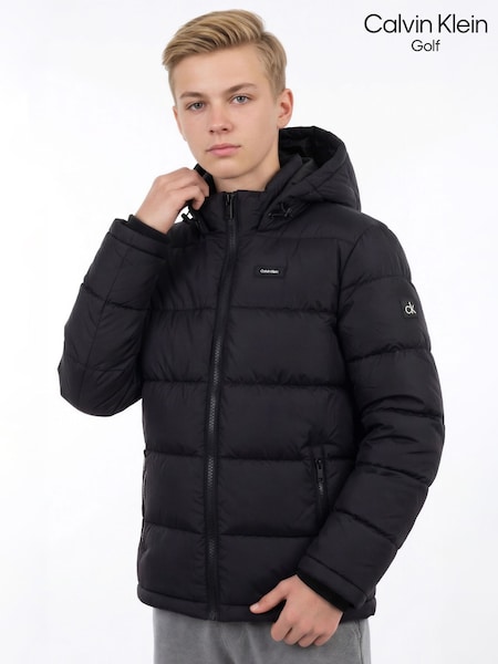Negro - Calvin Klein Golf Junior Brentwood Hooded Puffa Jacket