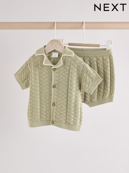 Adaçayı Yeşili - Knitted Top And Short Baby Set (0mths-2yrs) (E81347) | ₺629 - ₺ 703