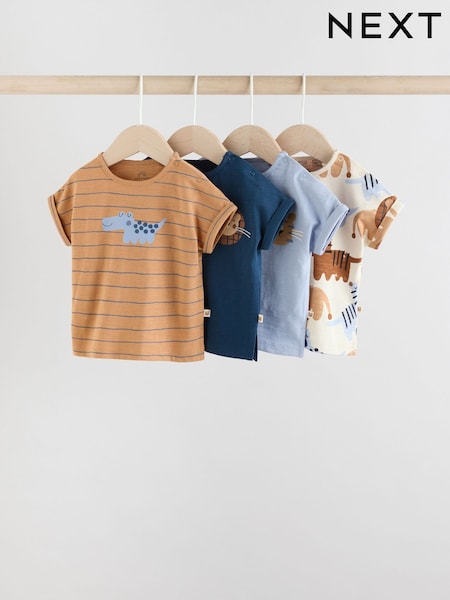 Blue/Neutral Baby Short Sleeve T-Shirts 4 Pack (E81351) | €27 - €30