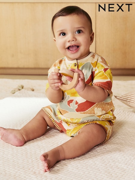 Rust Sun Print Baby Top and Shorts Set (E81356) | kr200 - kr234